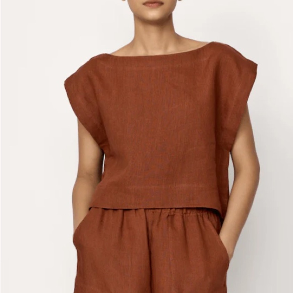 NWT Laude the Label High Low Linen Top Size Large